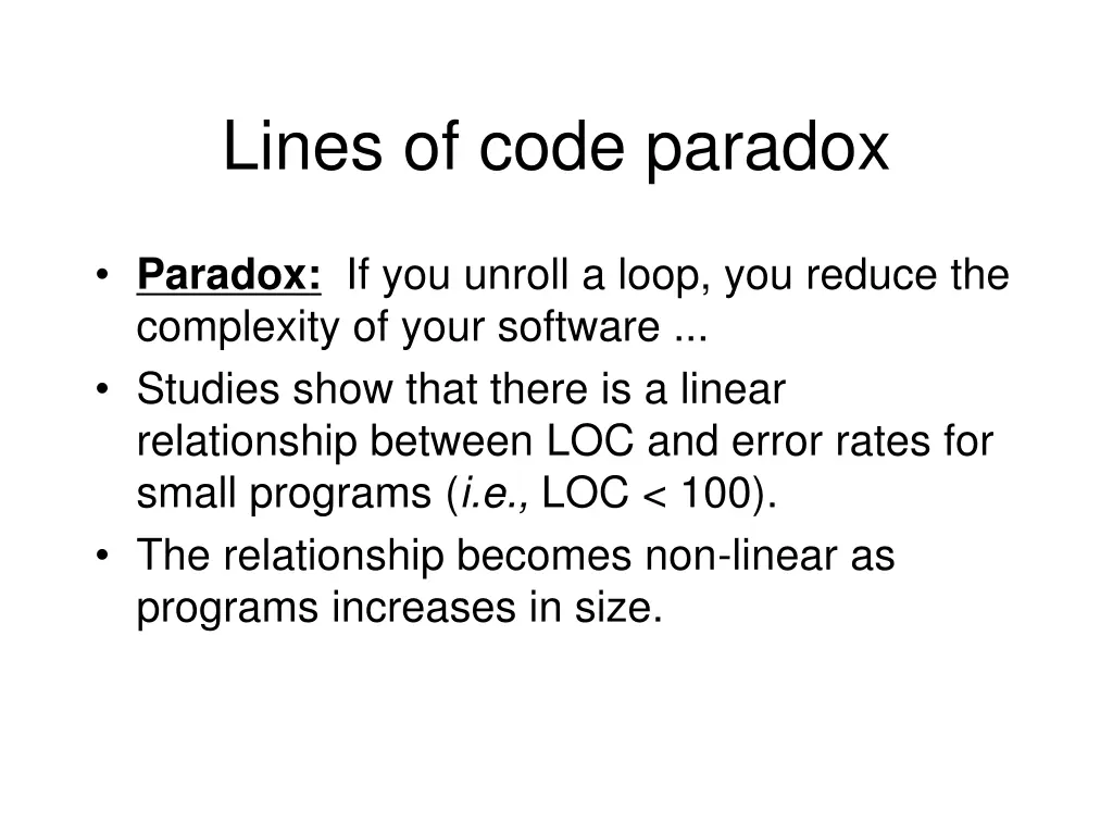 lines of code paradox