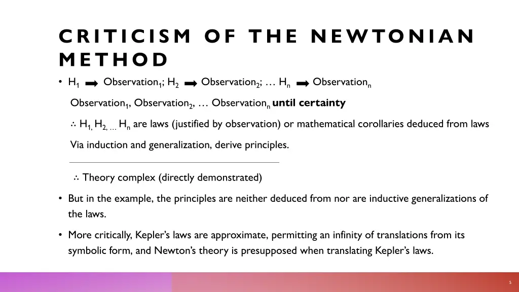 criticism of the newtonian method h 1 observation