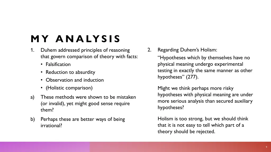 my analysis 1 duhem addressed principles