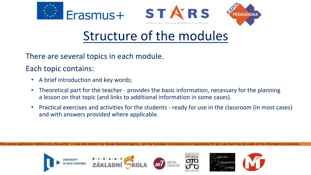 structure of the modules