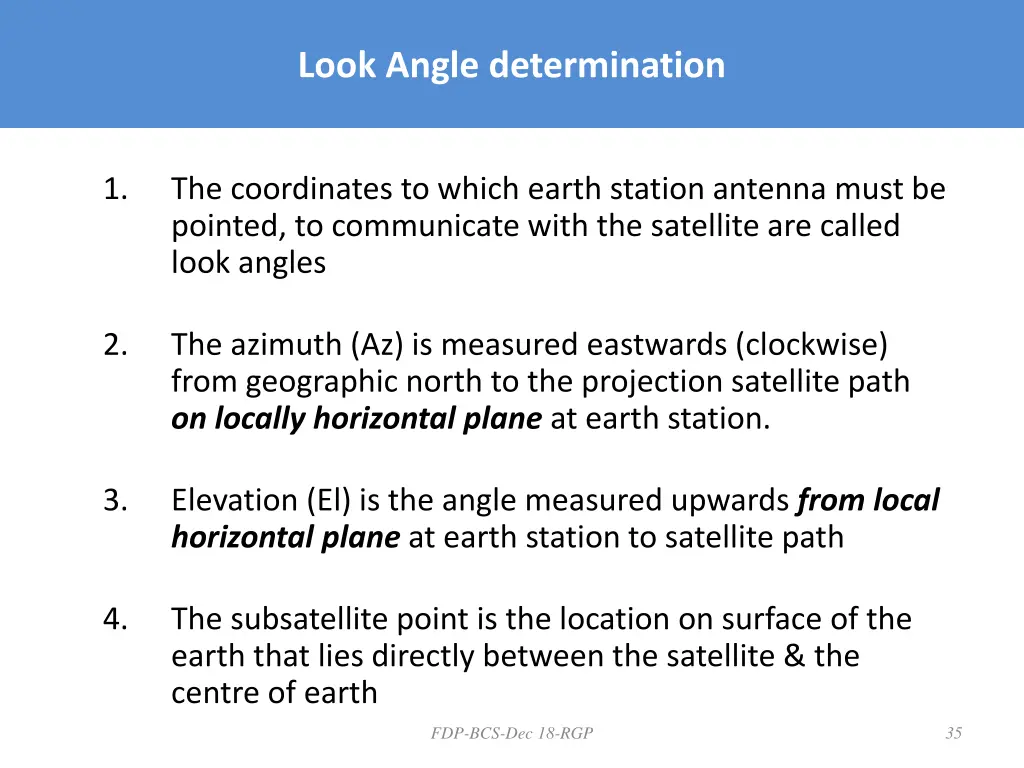 look angle determination