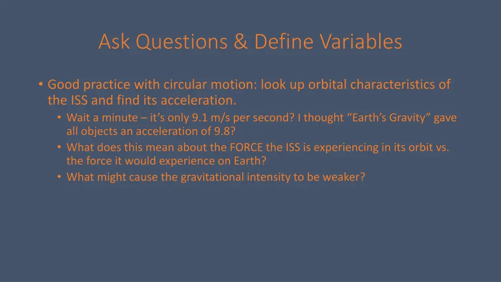 ask questions define variables 1