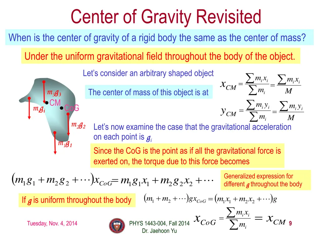 center of gravity revisited when is the center