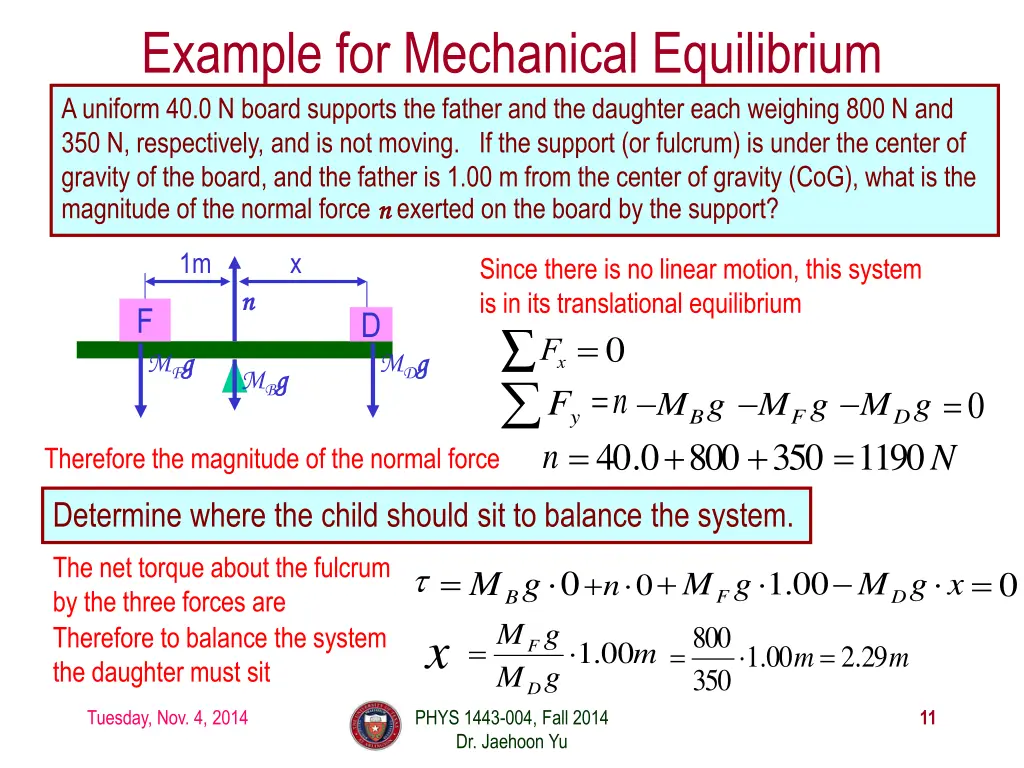 example for mechanical equilibrium a uniform