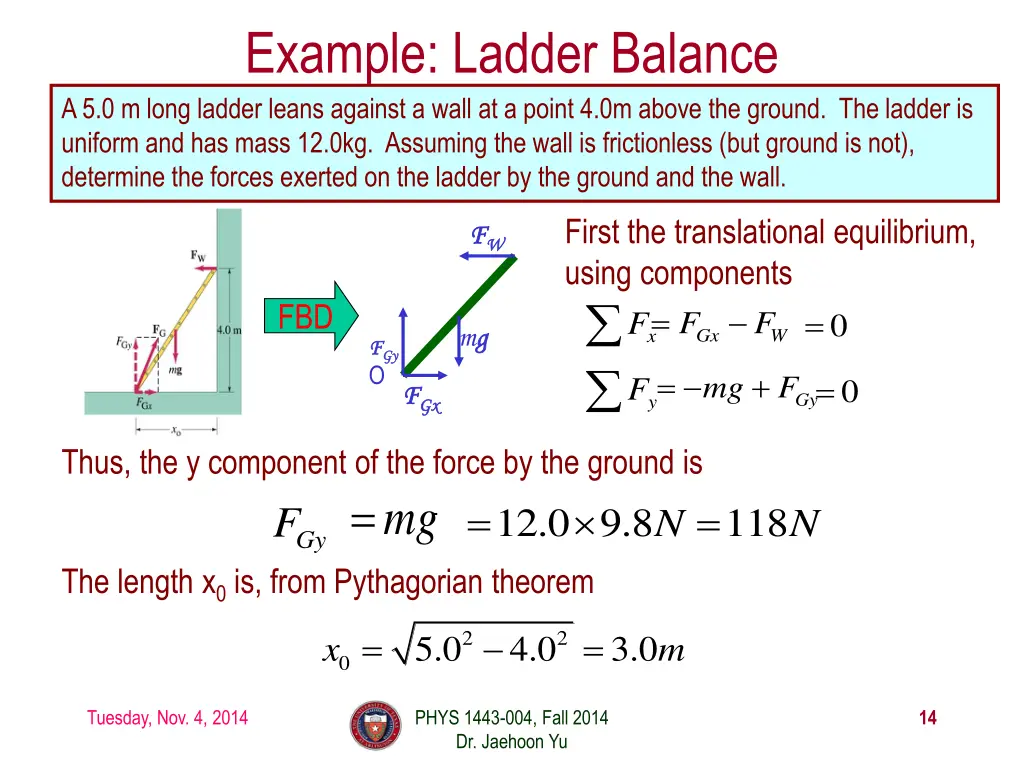 example ladder balance a 5 0 m long ladder leans