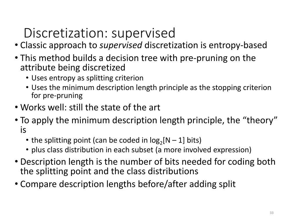 discretization supervised classic approach