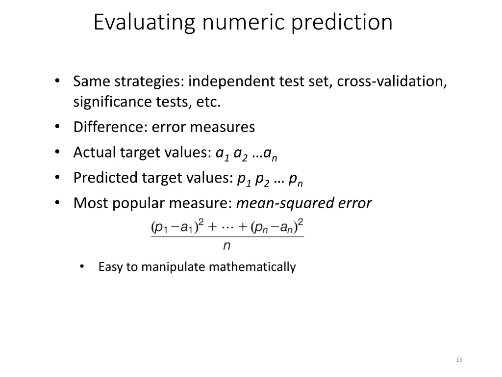 evaluating numeric prediction