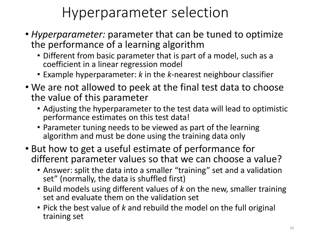 hyperparameter selection