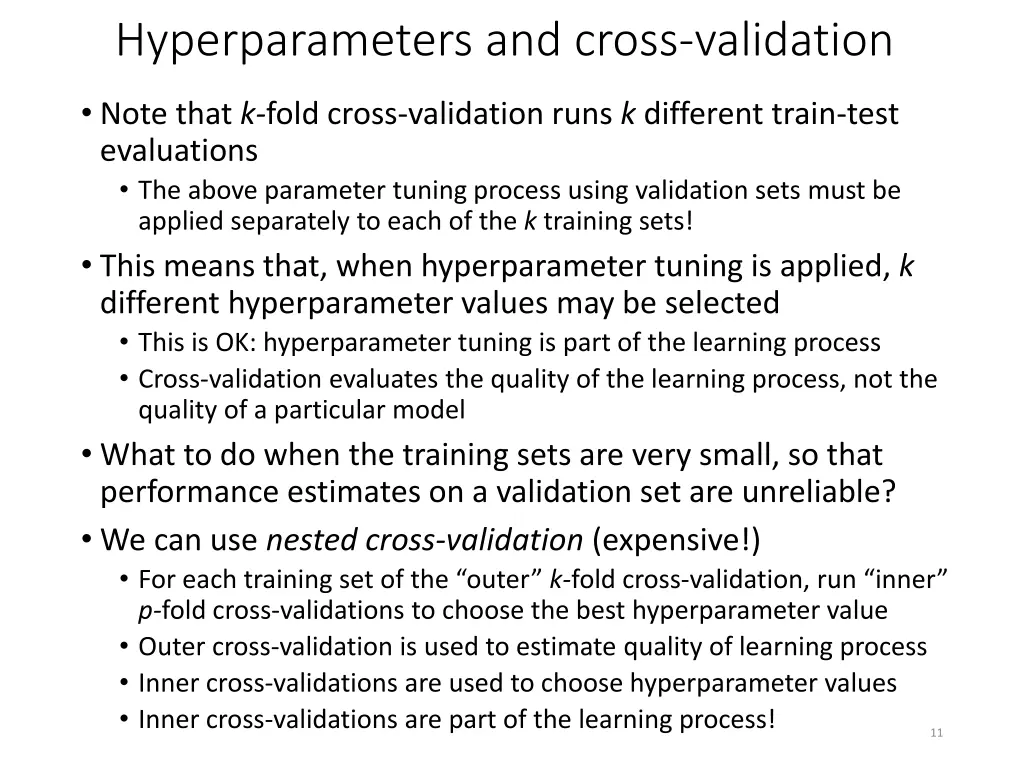 hyperparameters and cross validation