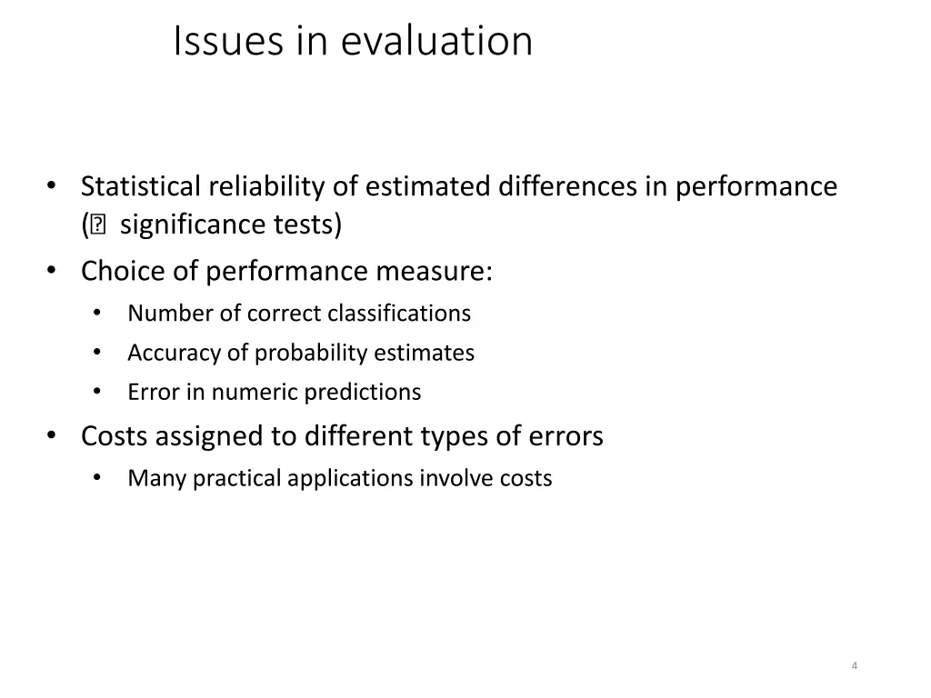 issues in evaluation