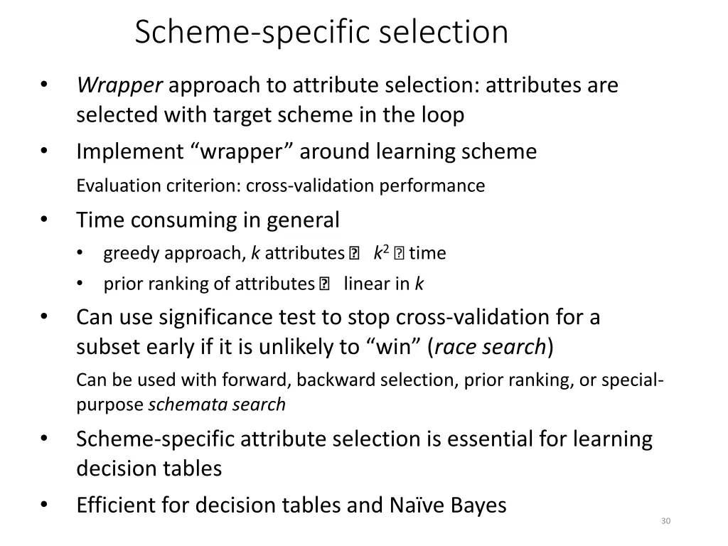 scheme specific selection