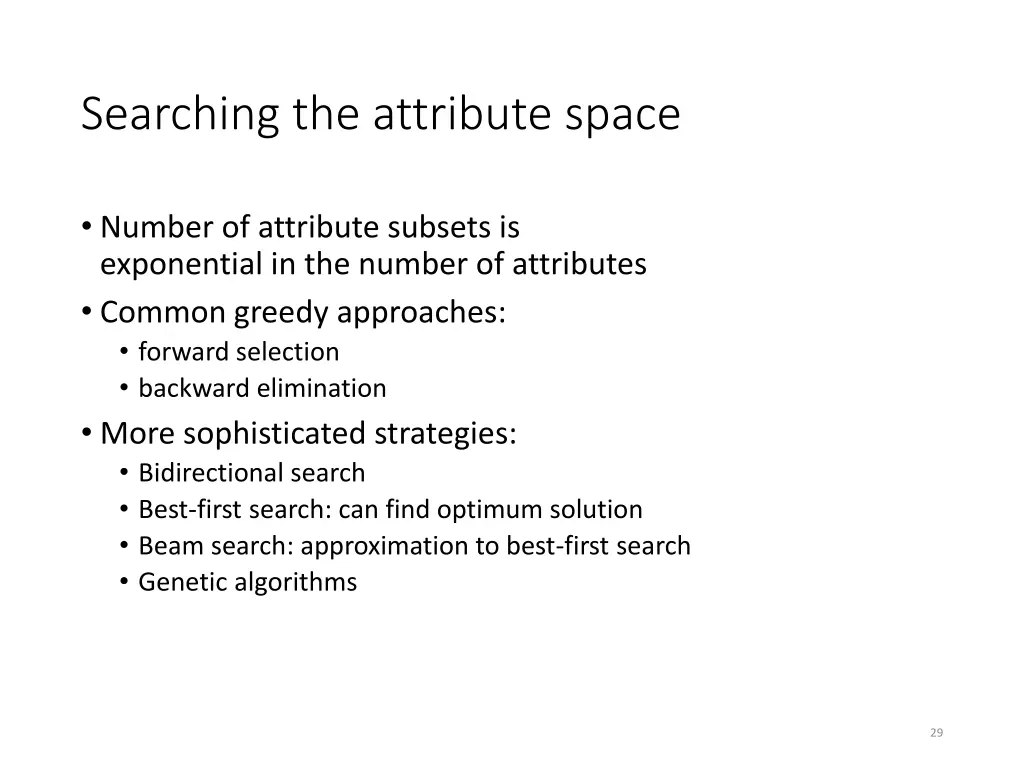 searching the attribute space