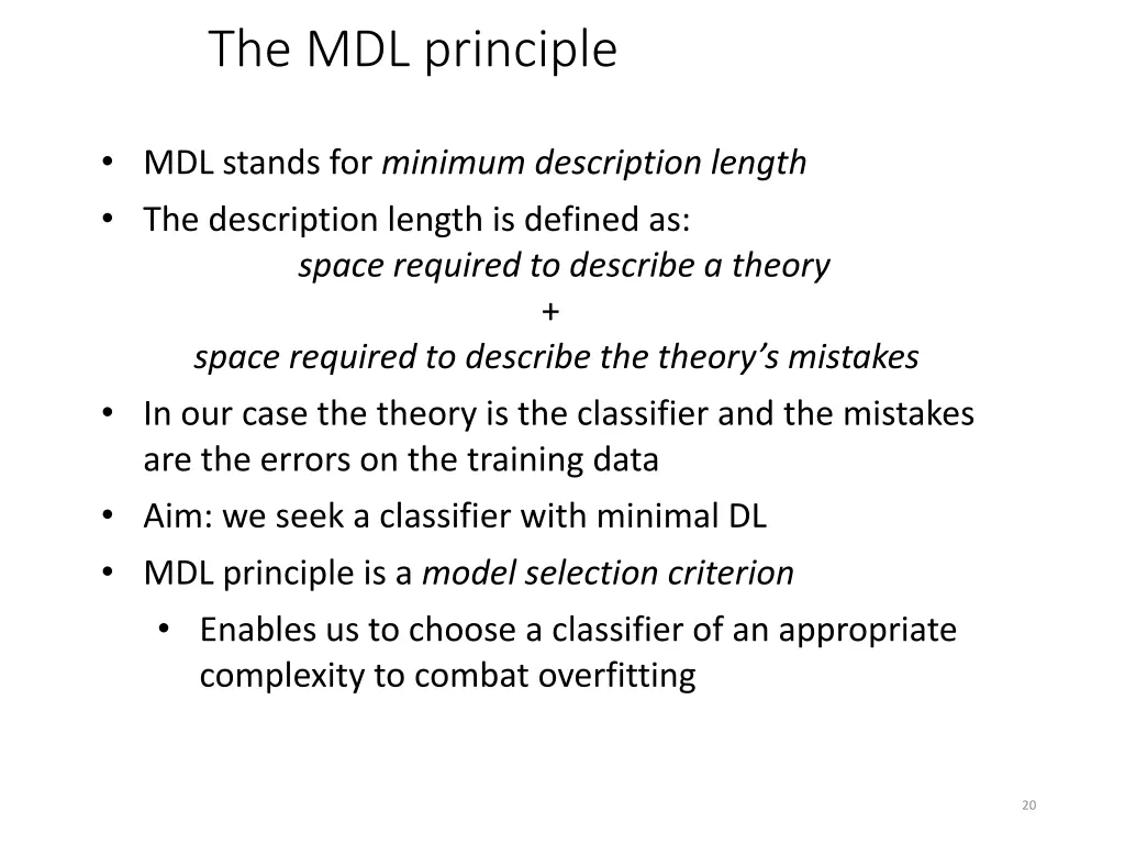 the mdl principle