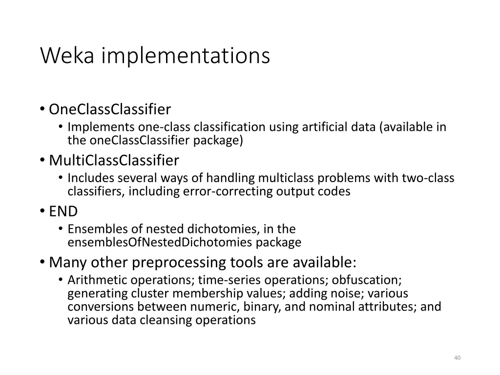 weka implementations 1