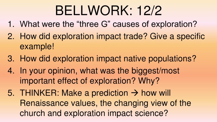 bellwork 12 2 1 what were the three g causes