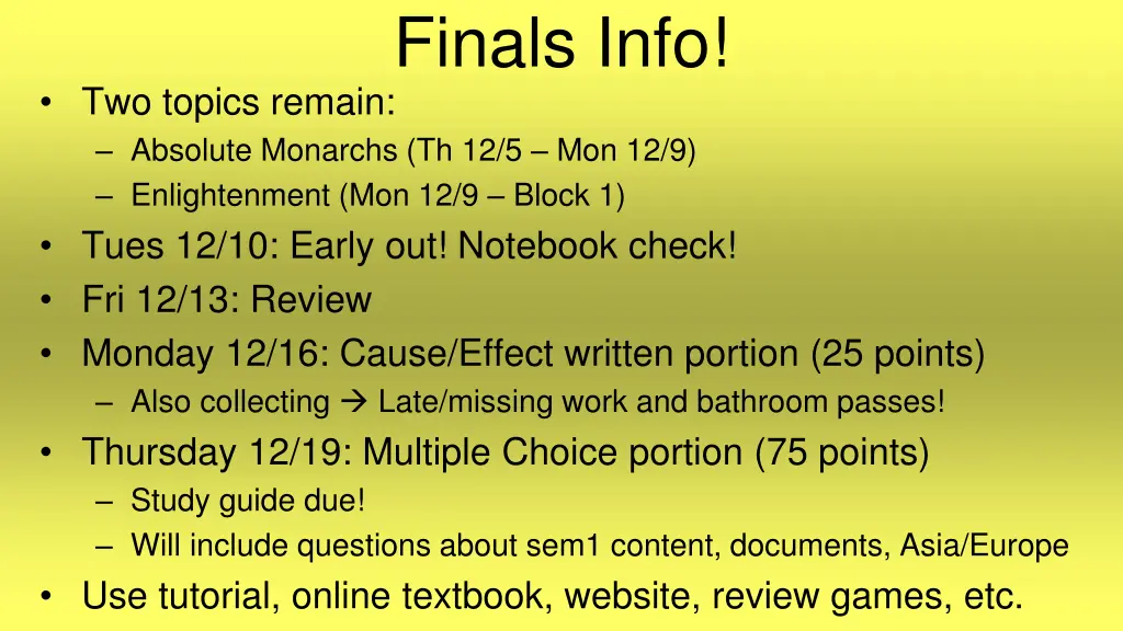 finals info