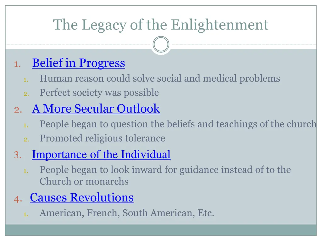 the legacy of the enlightenment