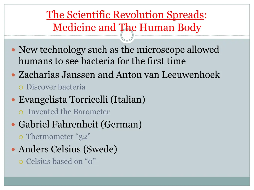 the scientific revolution spreads medicine