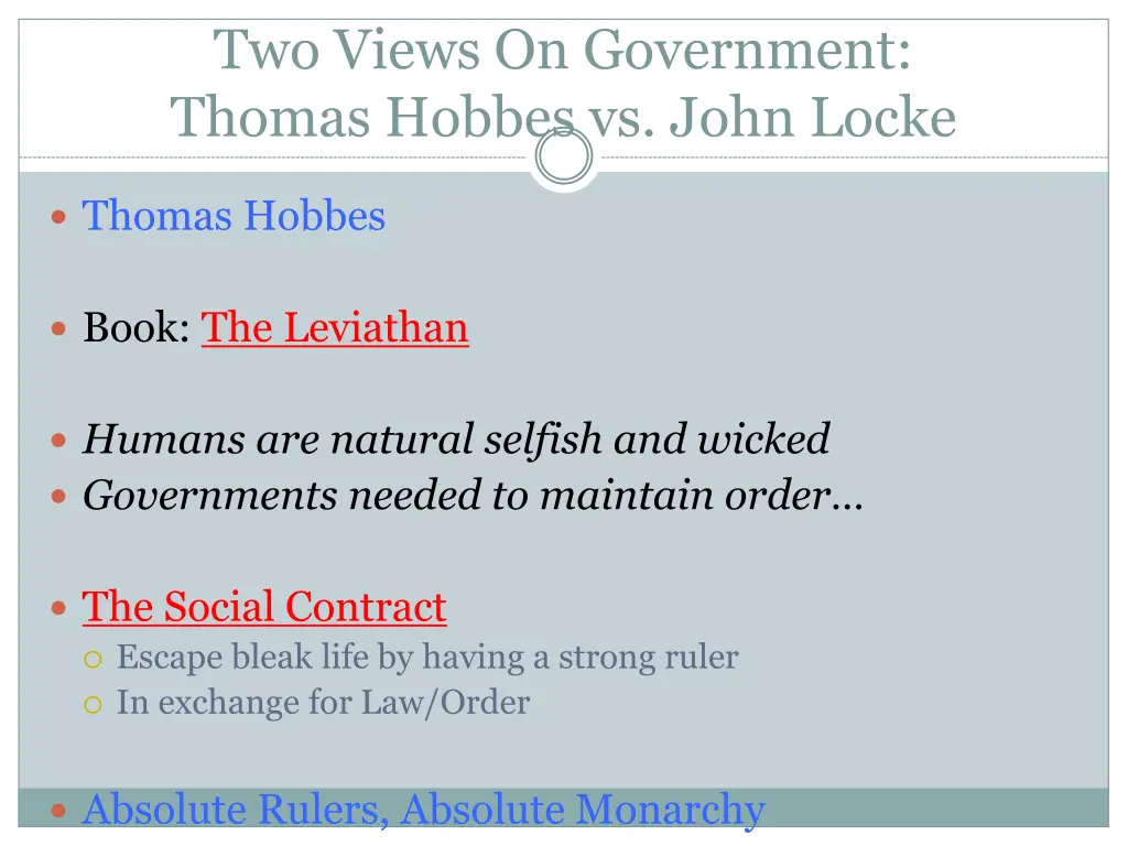 two views on government thomas hobbes vs john