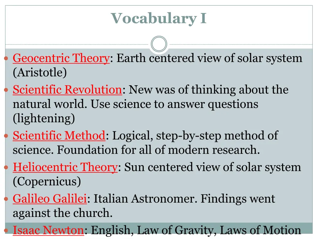 vocabulary i