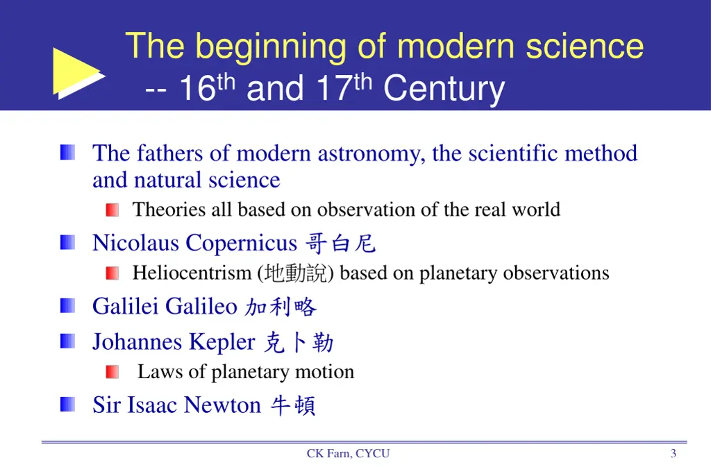 the beginning of modern science