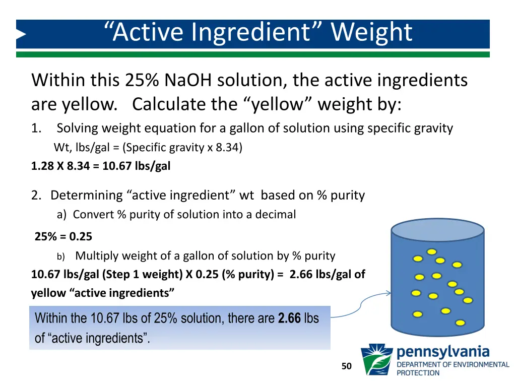 active ingredient weight