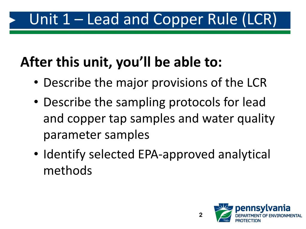 unit 1 lead and copper rule lcr