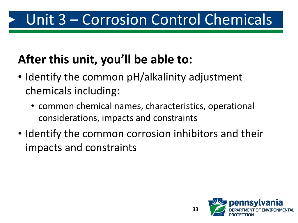 unit 3 corrosion control chemicals