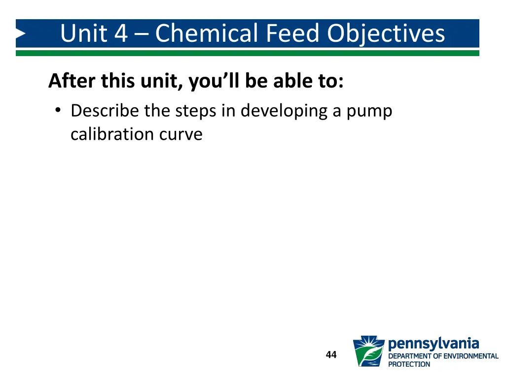 unit 4 chemical feed objectives