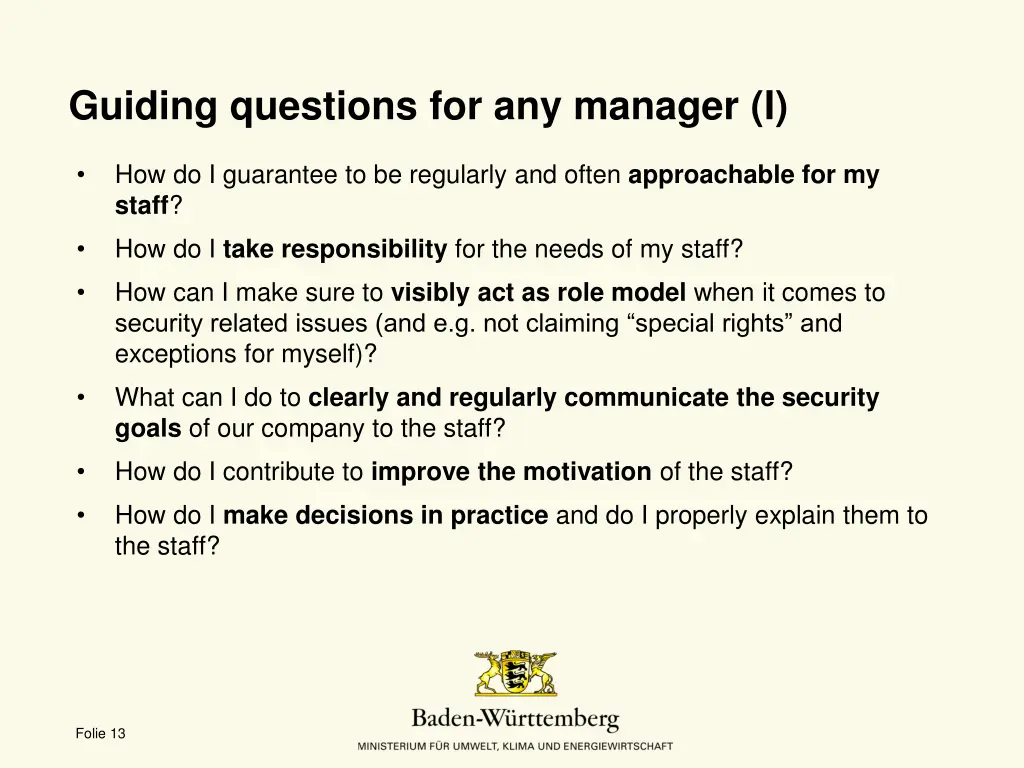 guiding questions for any manager i