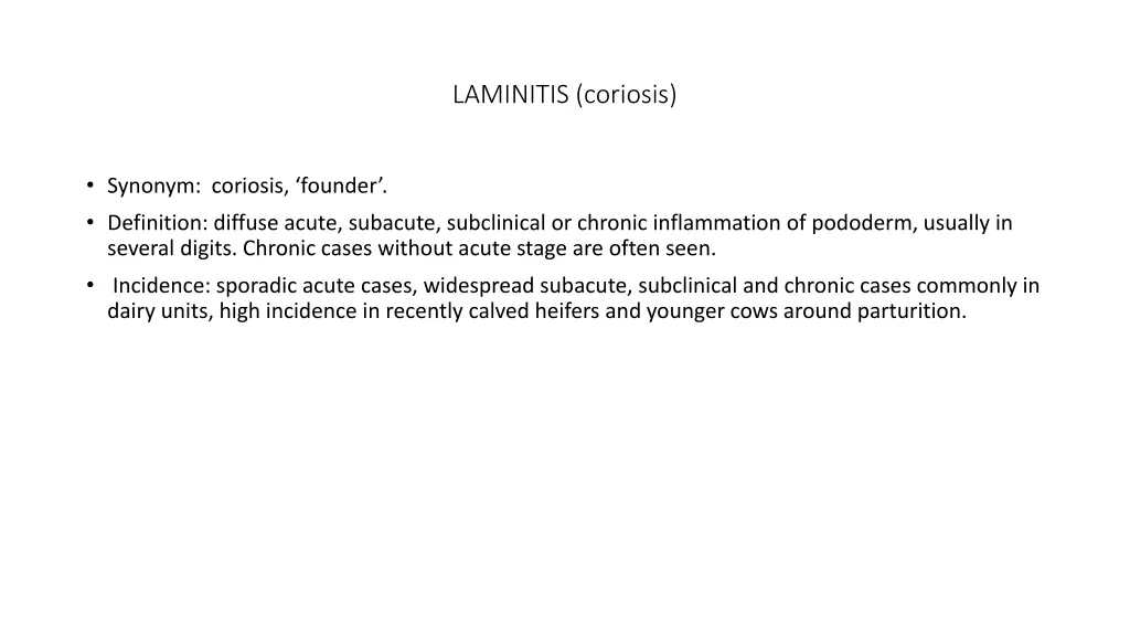 laminitis coriosis