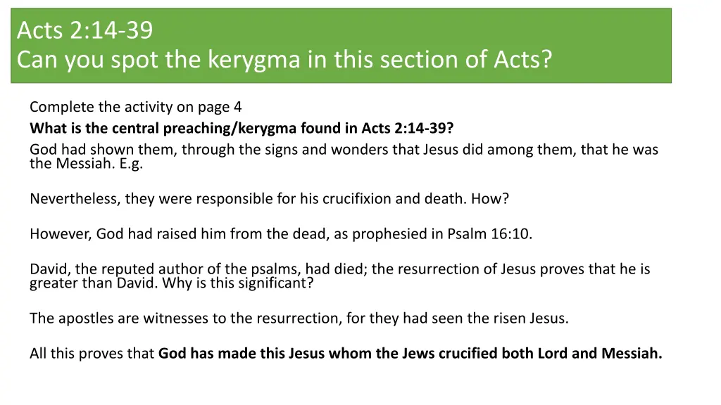 acts 2 14 39 can you spot the kerygma in this