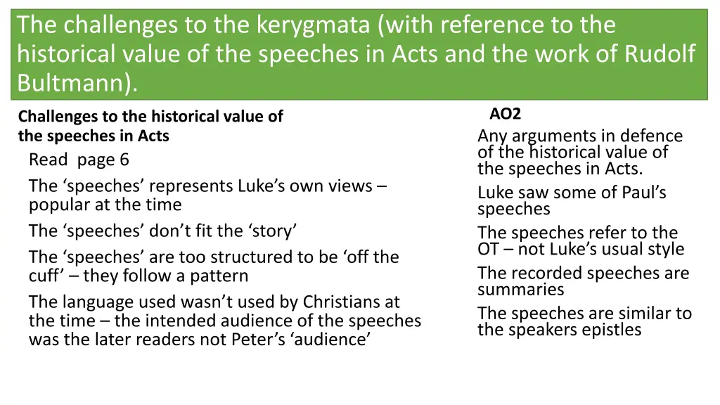 the challenges to the kerygmata with reference 1