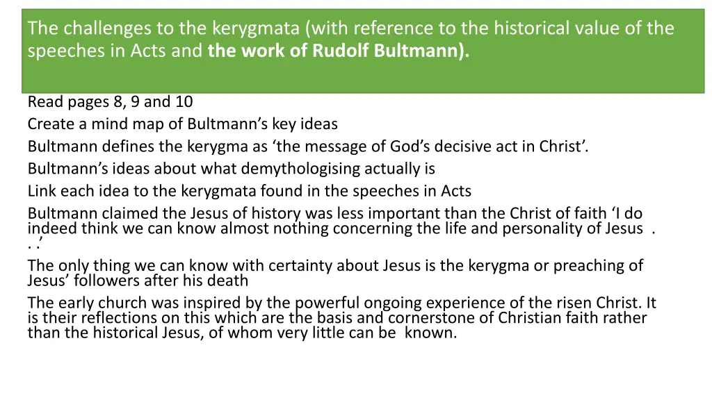 the challenges to the kerygmata with reference 2