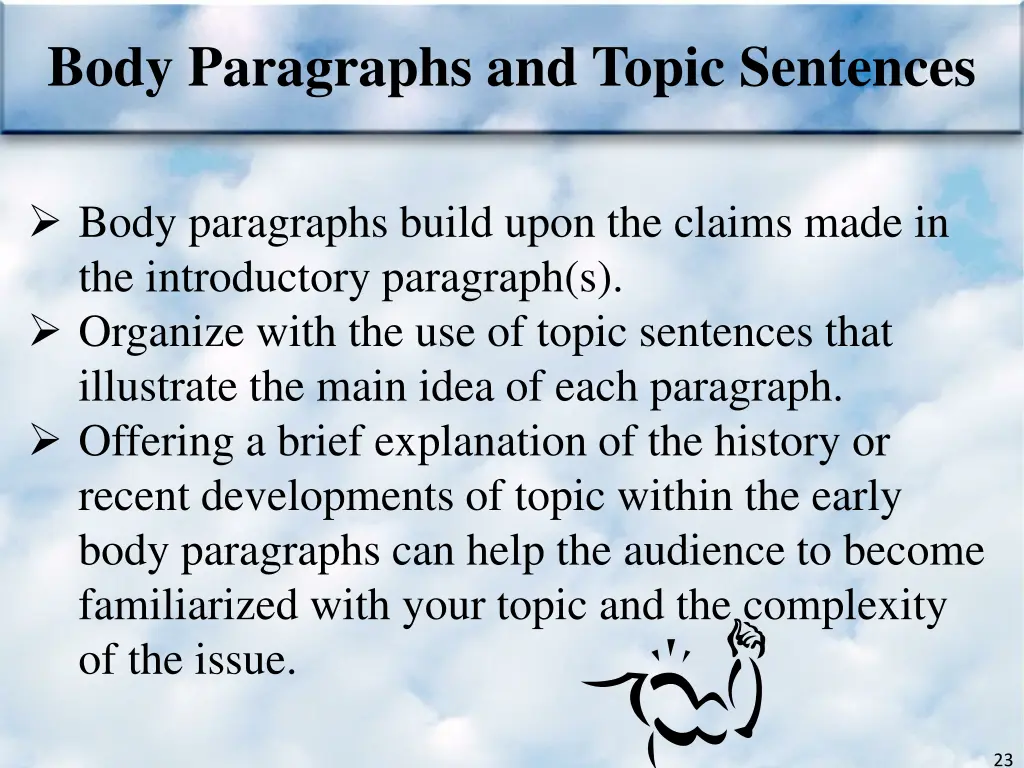 body paragraphs and topic sentences