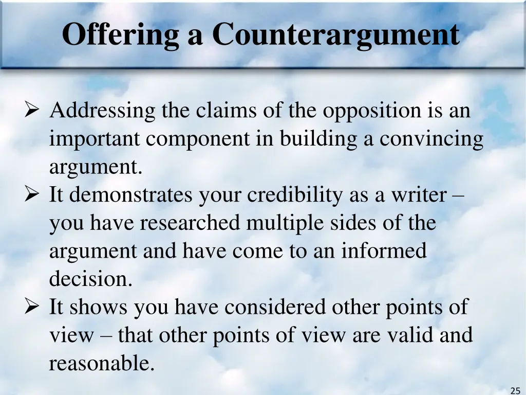 offering a counterargument