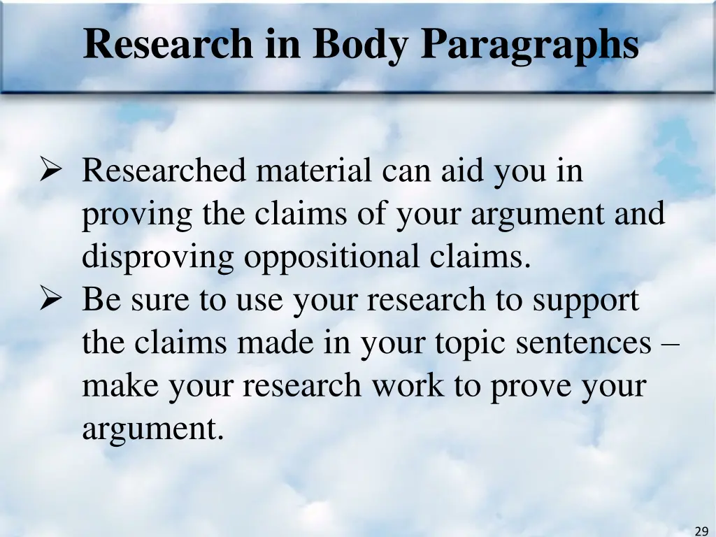 research in body paragraphs