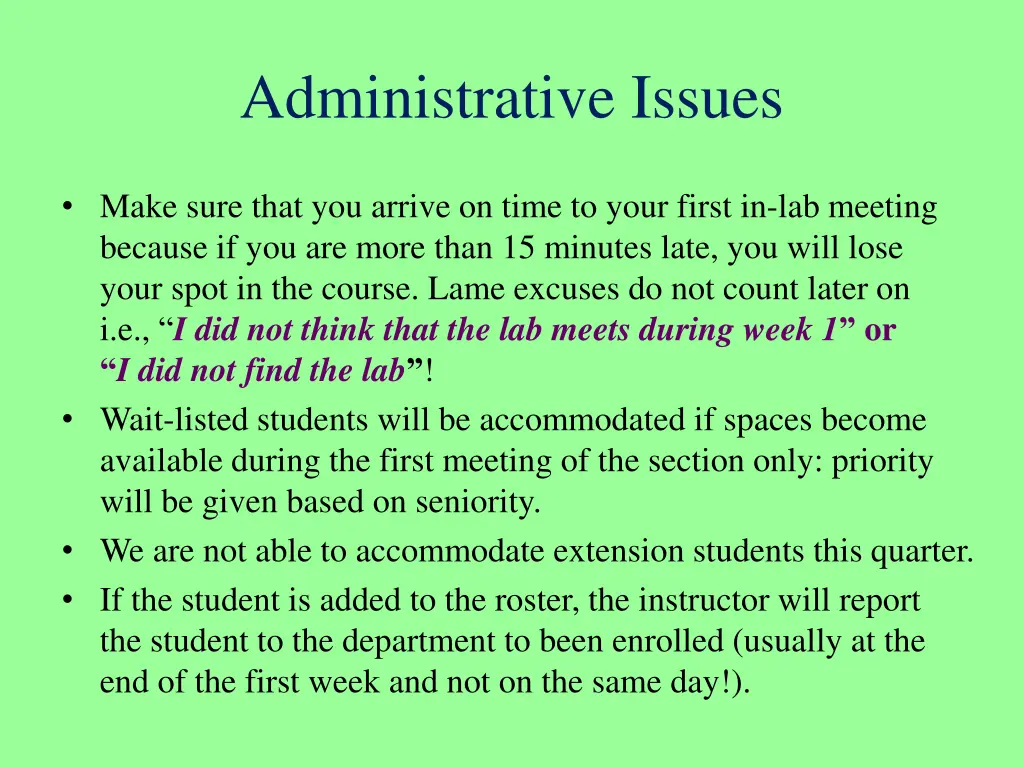 administrative issues