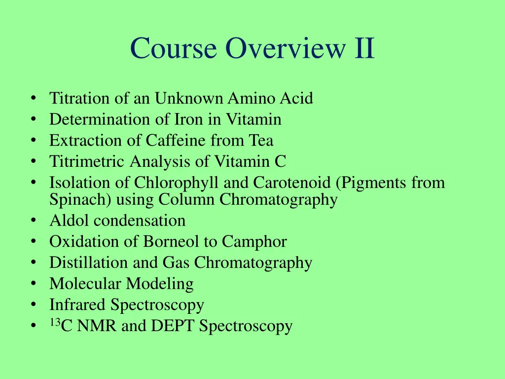 course overview ii