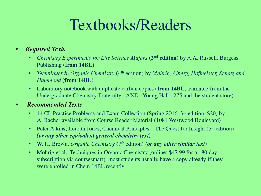 textbooks readers