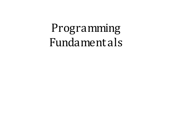 programming fundamentals