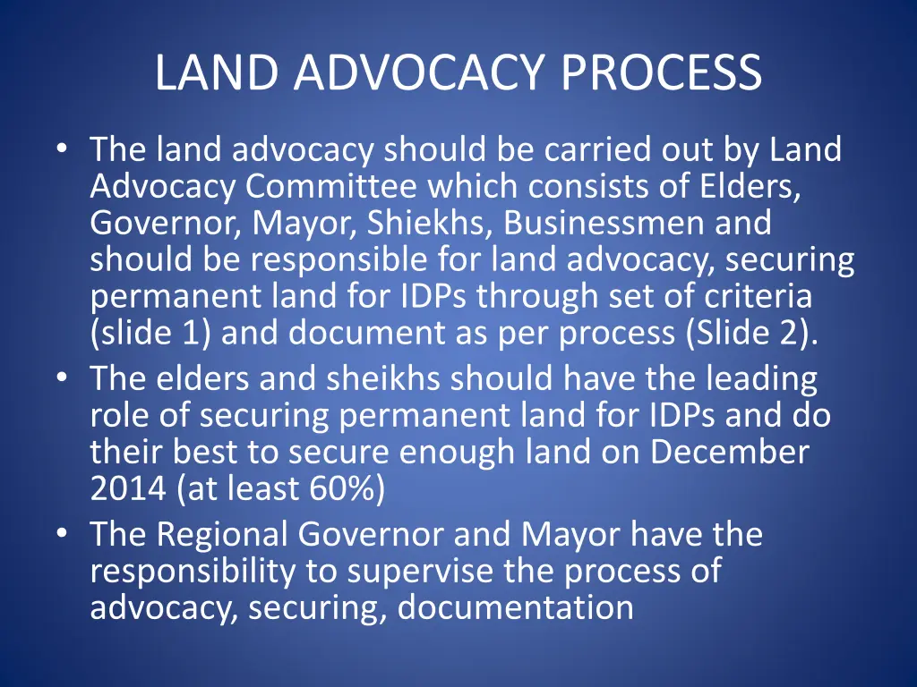 land advocacy process