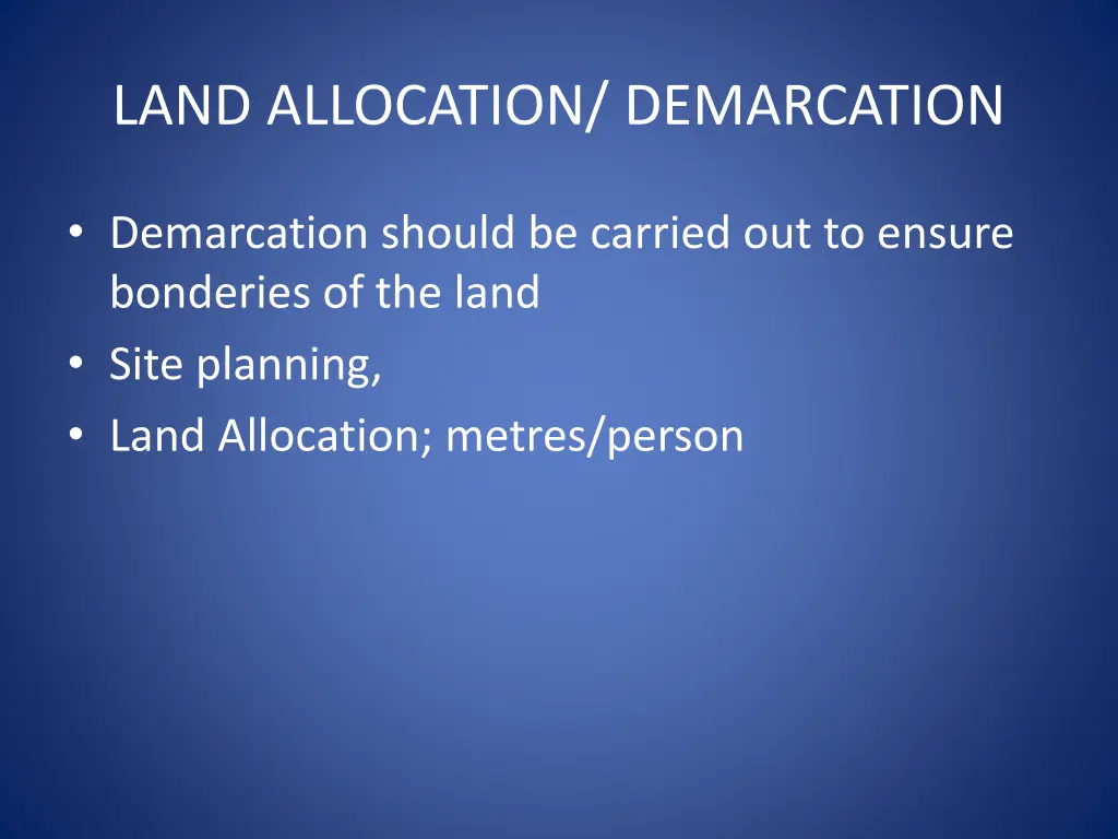 land allocation demarcation