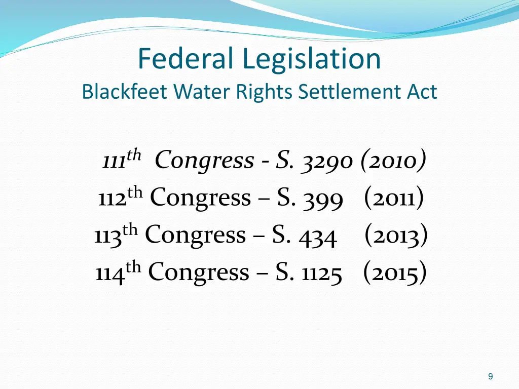 federal legislation blackfeet water rights