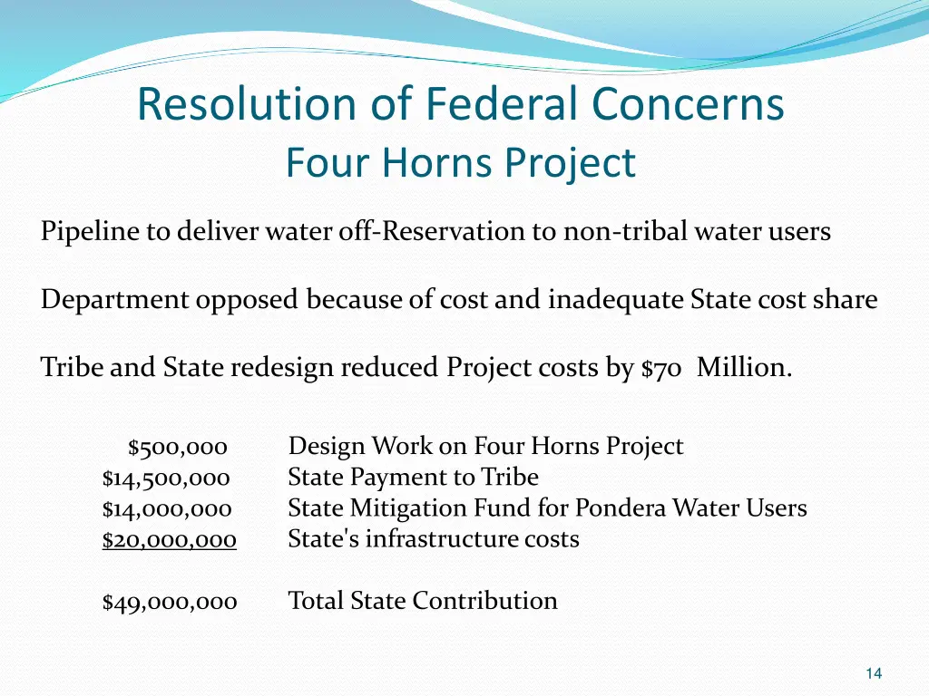 resolution of federal concerns four horns project