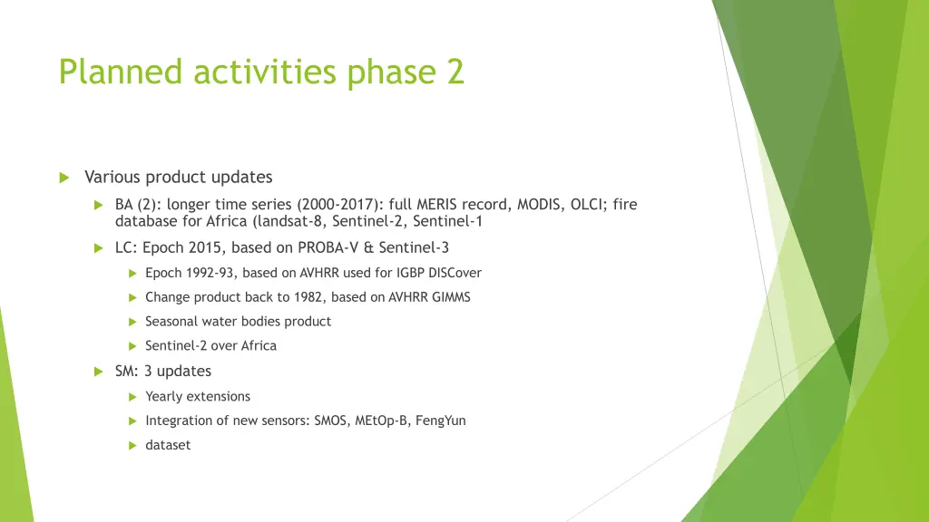 planned activities phase 2