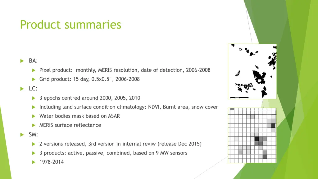 product summaries