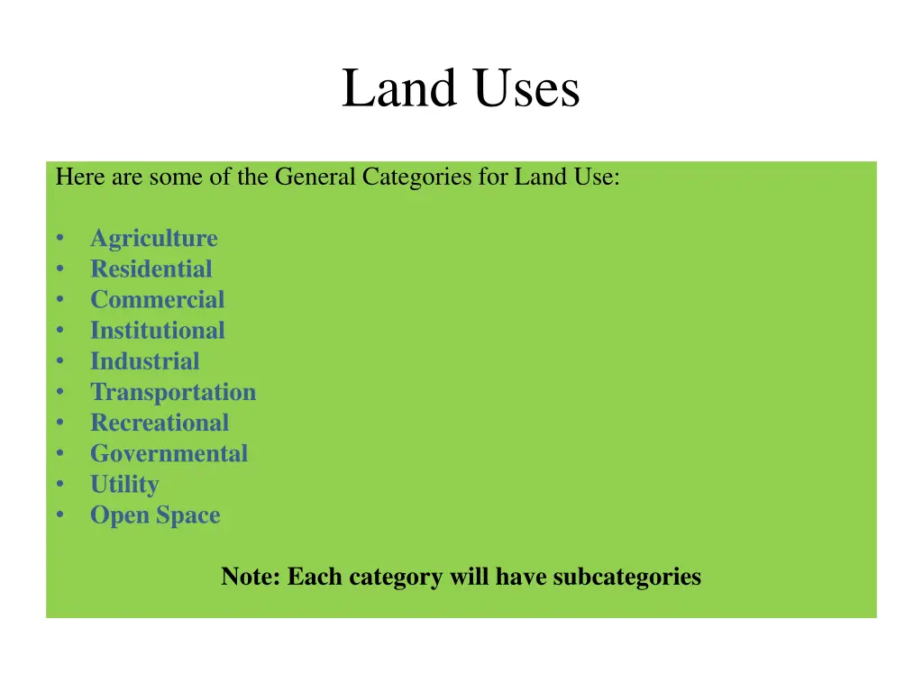 land uses