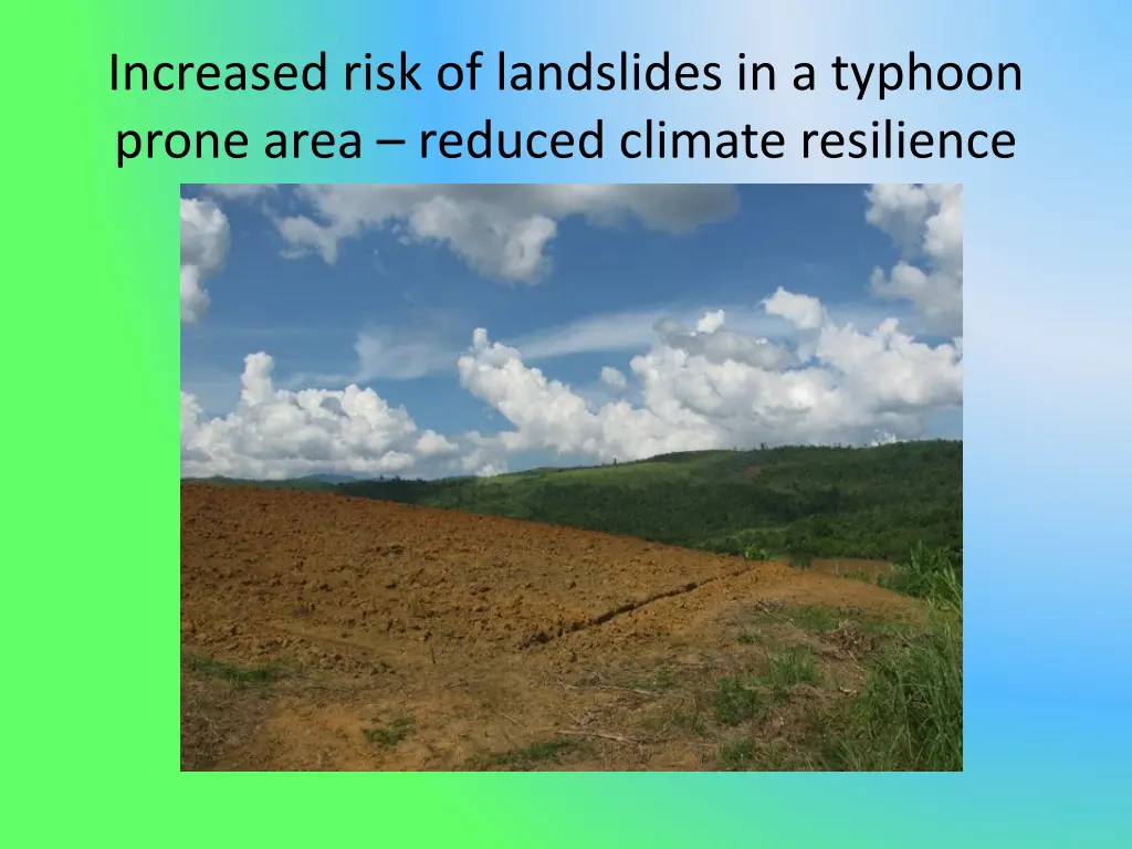 increased risk of landslides in a typhoon prone