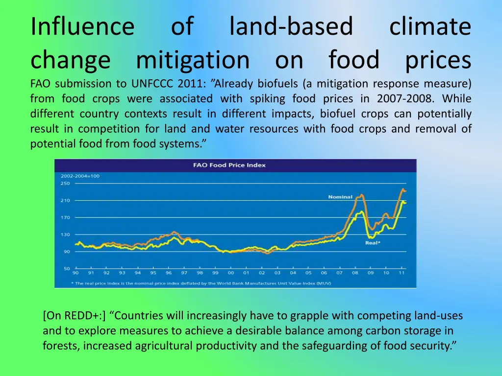 influence change mitigation on food prices